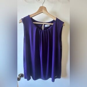 Calvin Klein Purple Pleated Sleeveless Blouse